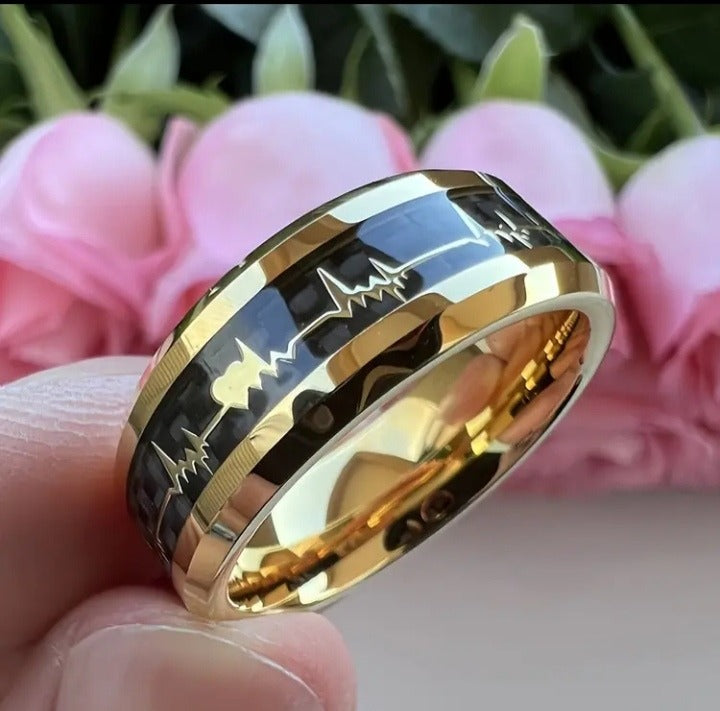 Stylish Heartbeat Ring for Men